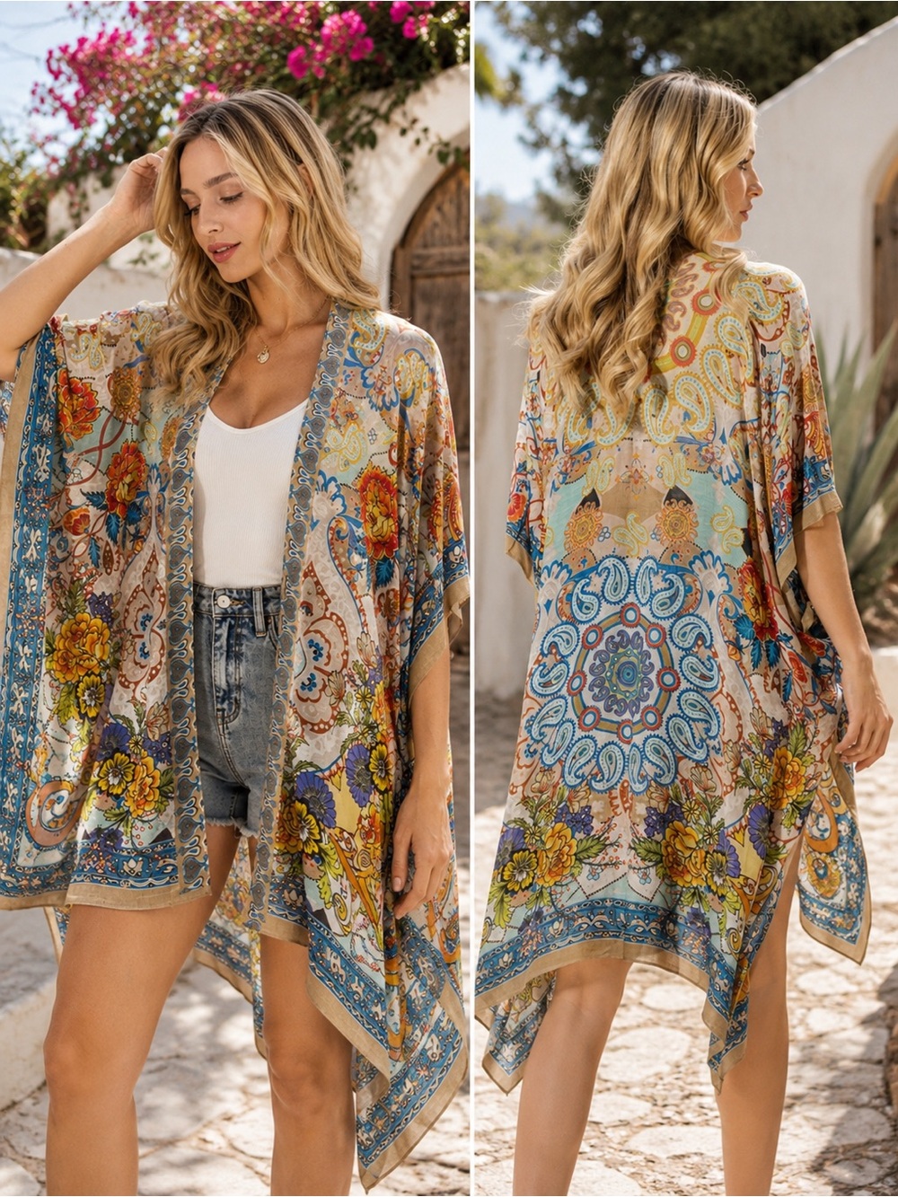 Urbanista Mandala Paisley Floral Kimono Cover Up Boho Festival Duster